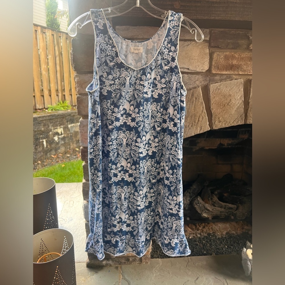 BedHead Navy and White Floral and Mermaid Pajamas Small